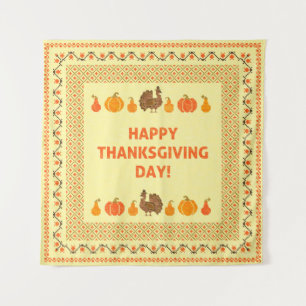 Tenture Thanksgiving : retro brodée carte design.