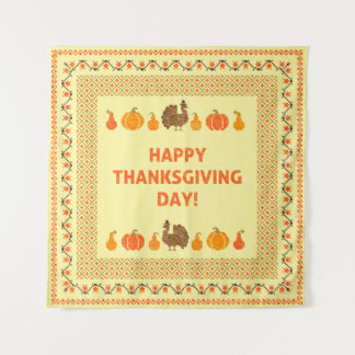 Tenture Thanksgiving : retro brodée carte design.