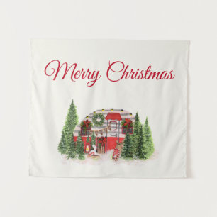 Tenture Thème extérieur du camping de Noël Trailer