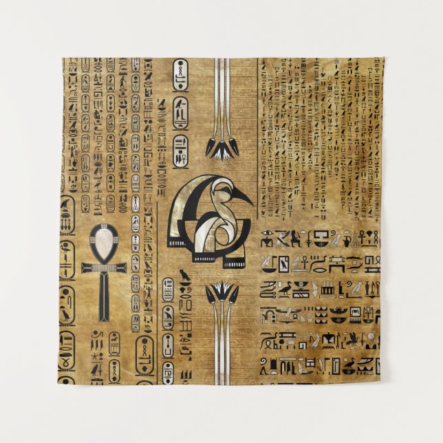 Tenture Thoth - Dieu Djhuty égyptien - Or et Perle (Devant)