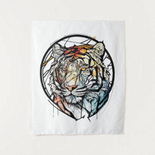Tenture Tiger Animal Portrait Vitrail Faune Gratuite