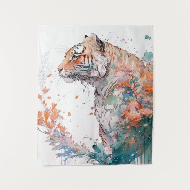 Tenture Tiger Portrait Animal Peinture Faune En Plein Air (Devant)