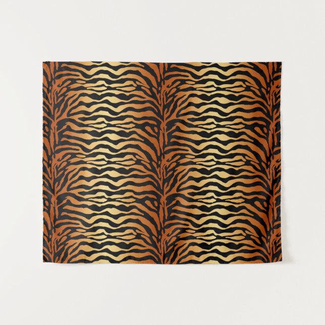 Tenture Tiger Stripes Poster de animal, Ambre, Noir et Tan (Devant (Horizontal))