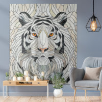Tigre blanc - Art numérique en mosaïque de verre t