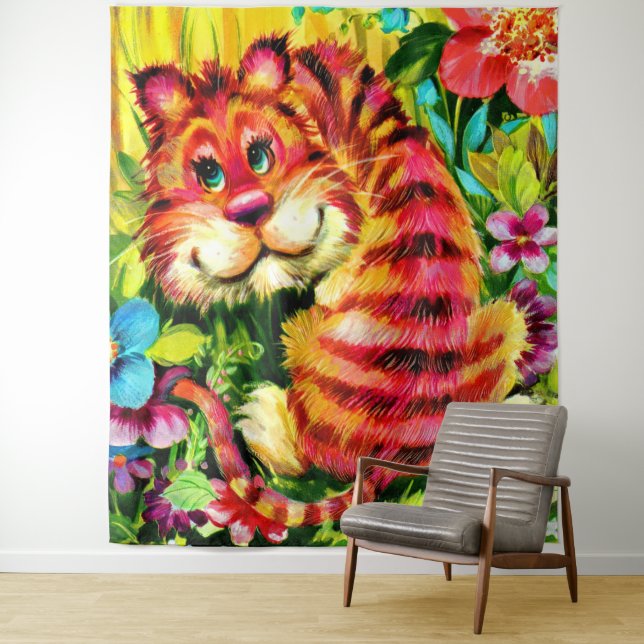 Tenture tigre coloré (En situation)