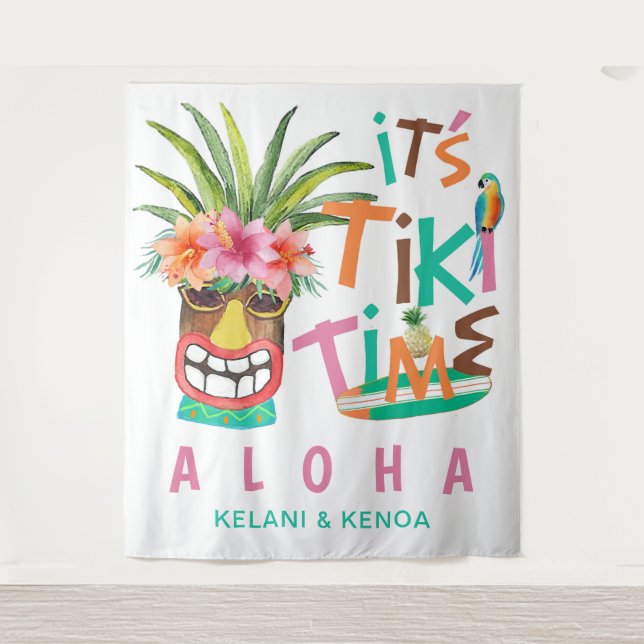 Tenture Tiki Luau | Plage tropicale Aloha (Devant)