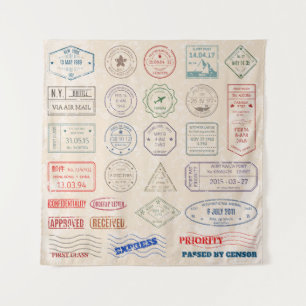 Tenture timbres-poste vintages vintages de pays 