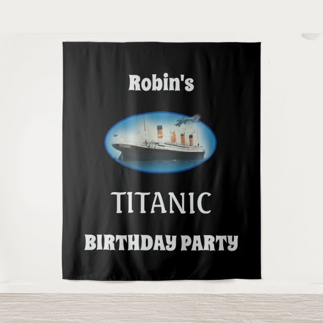 Tenture Titanic Birthday Black RMS White Star Line Ship (Devant)