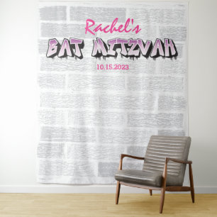 Tenture Toile de fond de fête pour Bat Mitzvah avec graffi