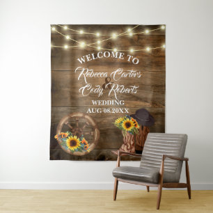 Tenture Toile de fond de mariage western tournesol cow-boy