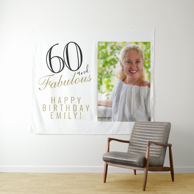Tenture Toile de fond de photo pour 60 ans et fabuleux 60e (En situation (horizontale))