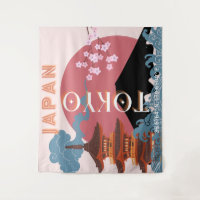 Tokyo Japan Travel Art, Retro Travel Art