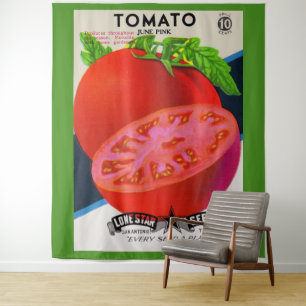 Tenture Tomate sur pochette de graines des années 1950