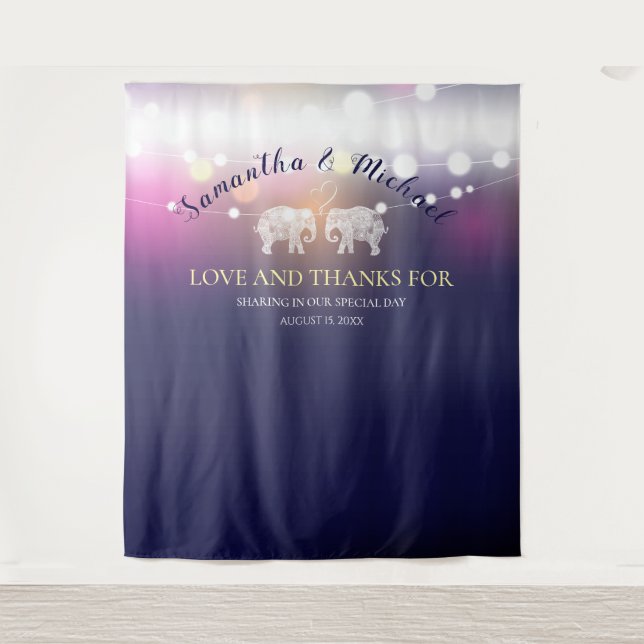 Tenture TONNES D'AMOUR/Eléphant Lumières Nuit Mariage Pers (Devant)