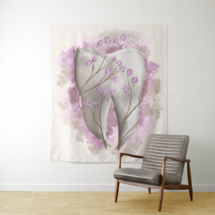Tenture Tooth & Flowers, peinture surréaliste. Art dentair