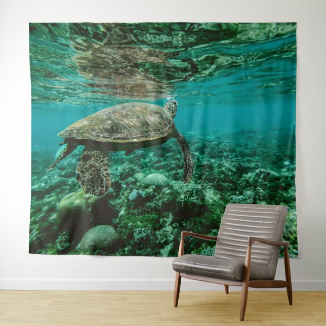 Tenture Tortue bleue (En situation (horizontale))