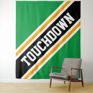 Tenture TOUCHDOWN Vert Clair Noir Orange Bandes de Course