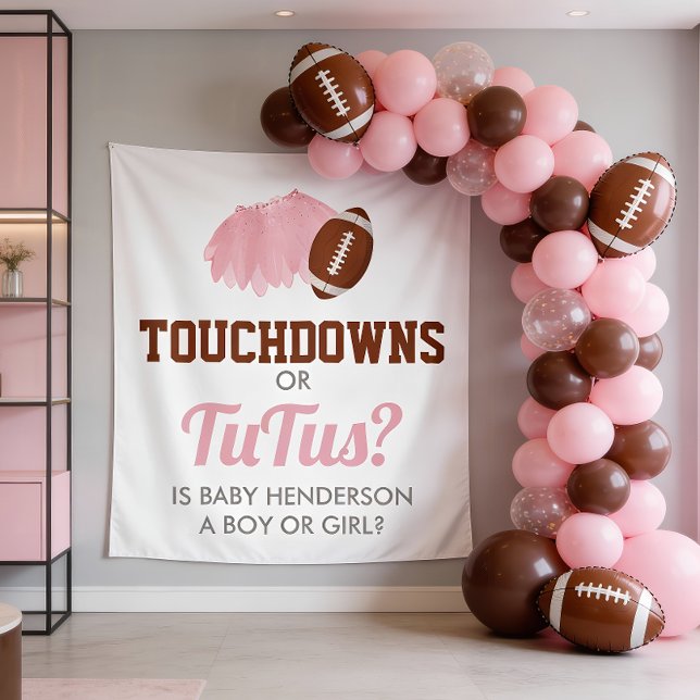 Tenture Touchdowns or Tutus Gender Reveal Backdrop (Touchdowns or Tutus Baby Gender Reveal Backdrop)