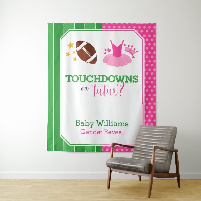 Tenture Touchdowns ou Tutus Genre Reveal Party Arrière-pla (En situation)