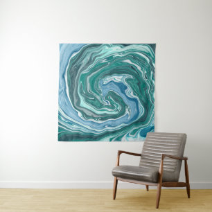 Tenture Tourbillons d'eau turquoise turquoise et bleu