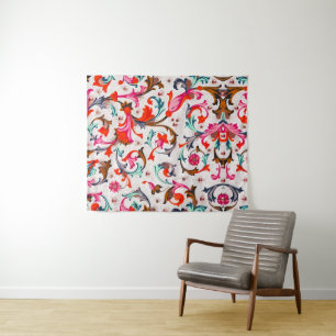 TENTURE TOURBILLONS FLORAUX ROUGE DE LA RENAISSANCE FLOREN