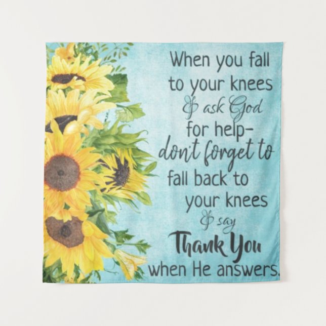 Tenture Tournesols avec Citation de prière inspirante—Foi (Devant)