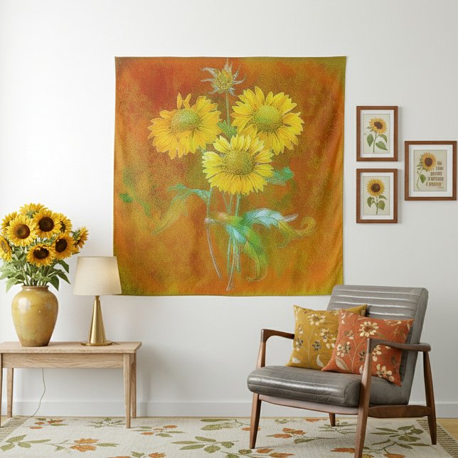 Tenture Tournesols peints doux (Créateur téléchargé)