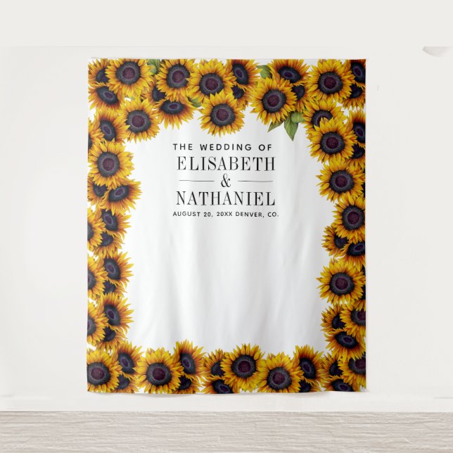 Tenture Tournesols rustique mariage photo fond (Devant)
