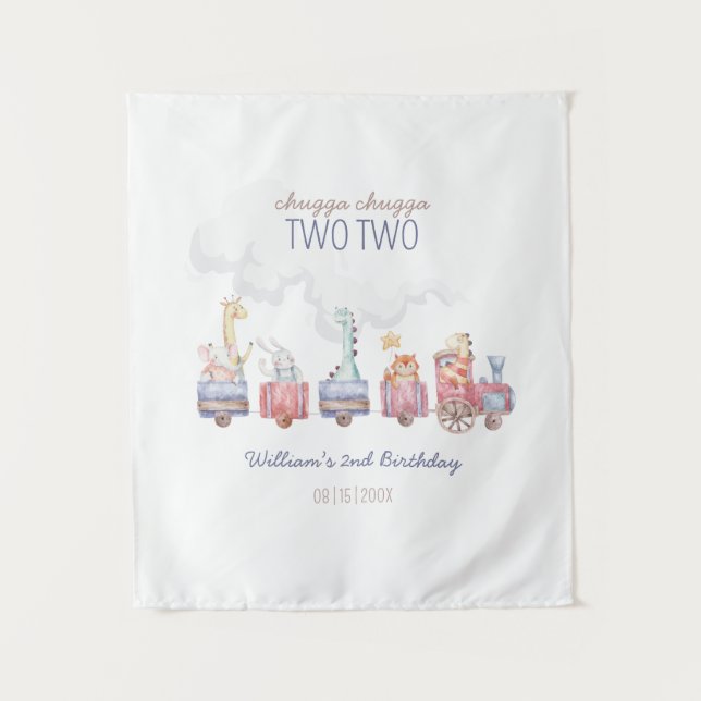 Tenture Toy Train All Aboard Anniversaire invitation, Zoo  (Devant)