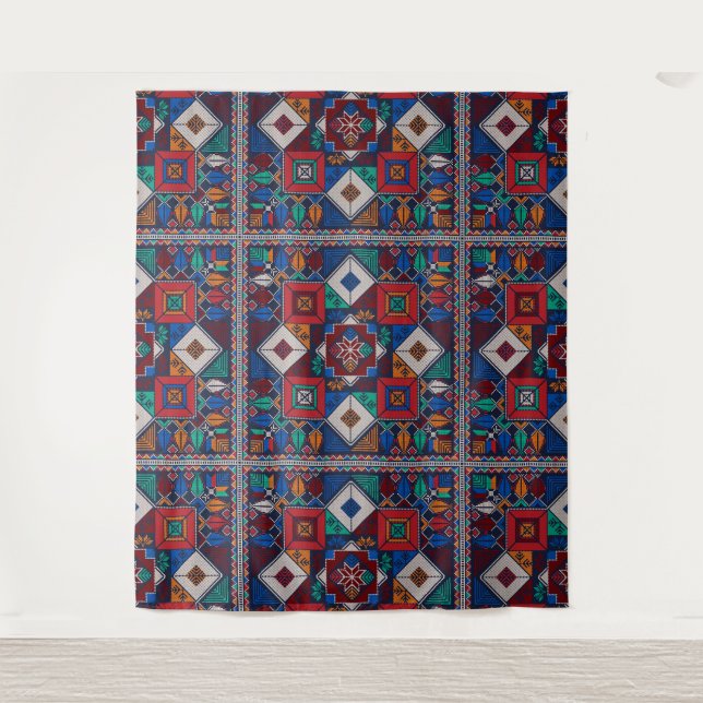 Tenture Traditionnel Palestine Broderie tatreez coloré (Devant)