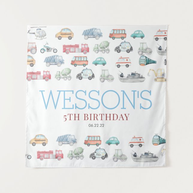 Tenture Transport Affiche de bienvenue d'anniversaire (Devant)