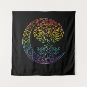 Tenture Tree of Life Cresent Moon Phases Mandala Yoga