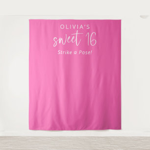 Tenture Trendy Hot Pink Nom Sweet 16 Party fond