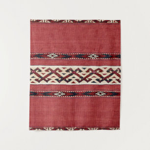 Tenture Triangle Bleu noir noir blanc Kilim
