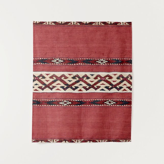 Tenture Triangle Bleu noir noir blanc Kilim  (Devant)