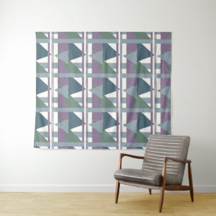 Tenture Triangle géométrique Motif bleu violet vert