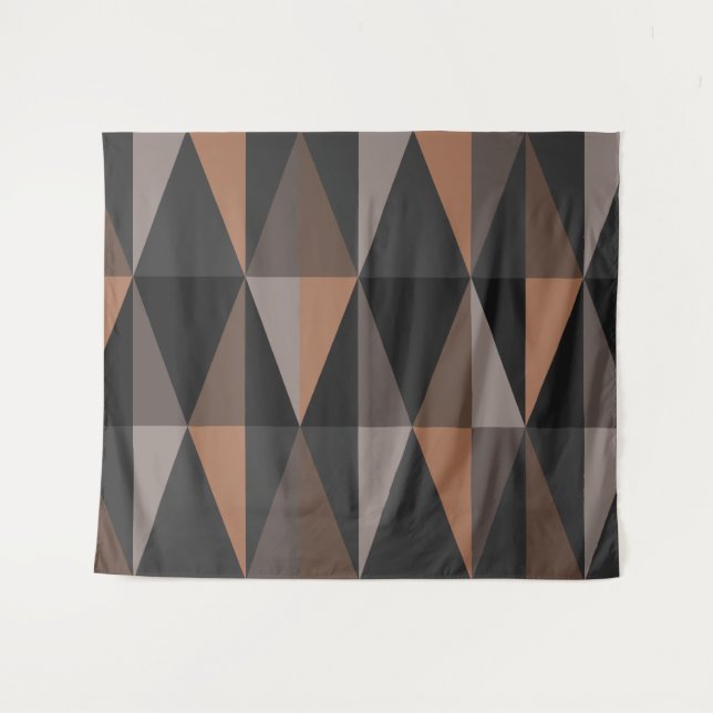 Tenture Triangles modernes du milieu du siècle Sepia foncé (Devant (Horizontal))