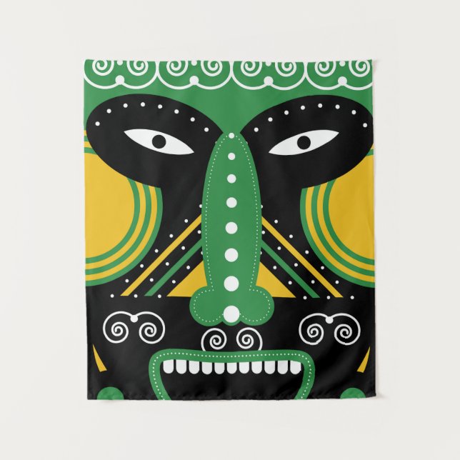 Tenture Tribal rituel vert (Devant)