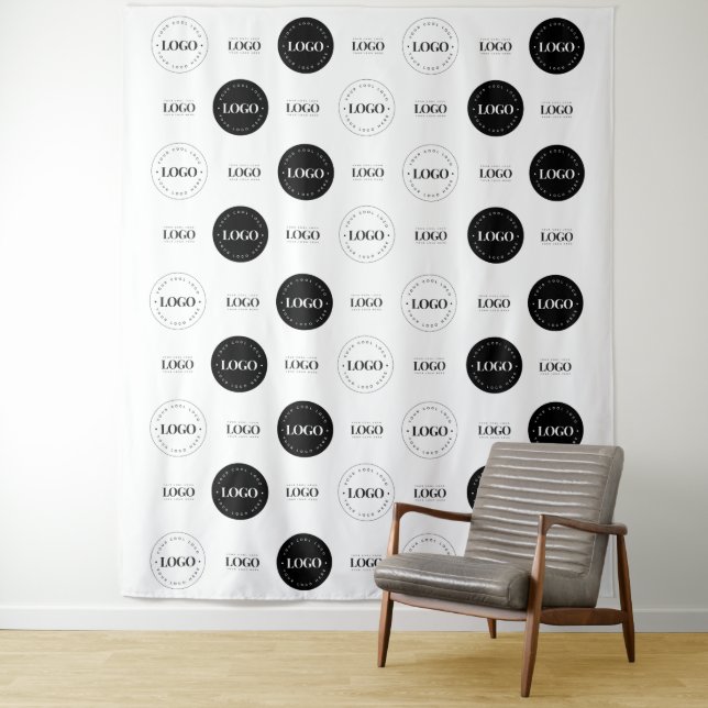 Tenture Triple Logo Entreprise Photo Booth Backdrop (En situation)