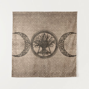 Tenture Triple Lune avec pentagramme et arbre de vie