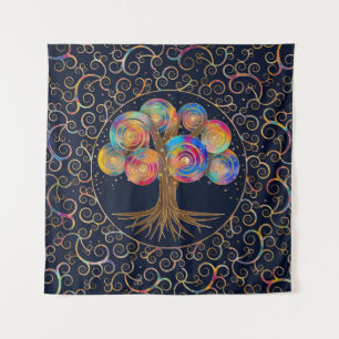 Tenture Trois de la vie - branches spirales colorées