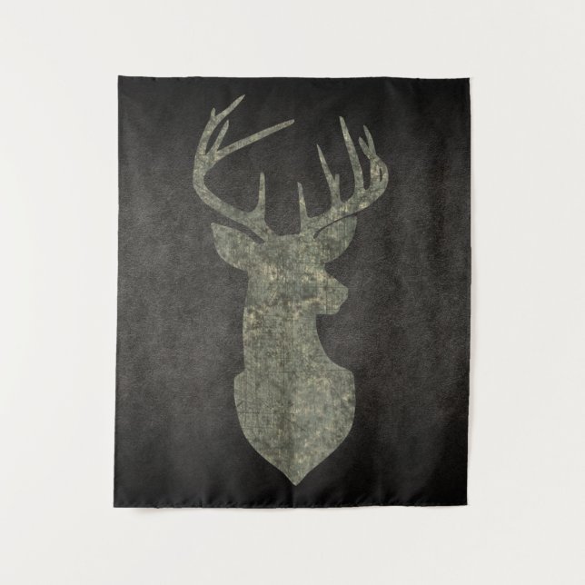 Tenture Trophée Regal Buck Deer Silhouette au Camouflage (Devant)