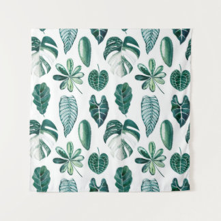 Tenture Tropical leaves watercolor seamless pattern with m