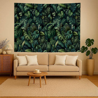 Tenture Tropical Monstera Botanical Green Jungle Wall 