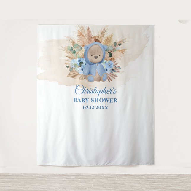 Tenture Tropicale ourson palmier pampas shower de bébé (Devant)