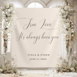 Tenture True Love Elegant Script Wedding Backdrop Banner
