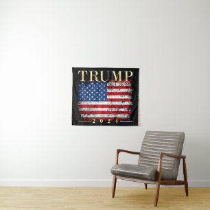 Tenture Trump 2024 Elegant Gold Vintage American Drapeau