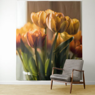 Tenture Tulipes Fleurs orange