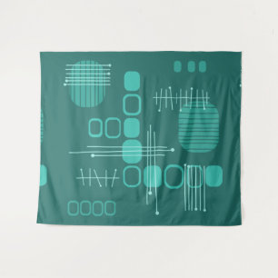 Tenture Turquoise en tissu à écorce Abstrait atomique
