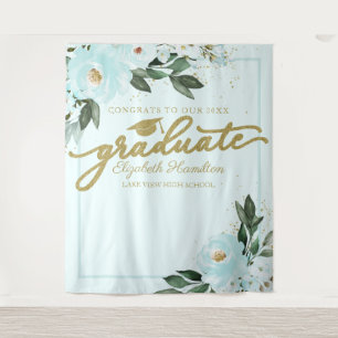 Tenture Turquoise Floral Graduation Party Photo fond